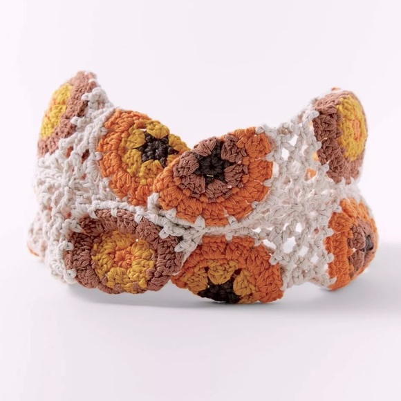 Zara Accessories - Crochet Headband Orange Brown Cream